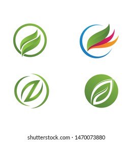 Logos of green Tree leaf ecology nature element vector