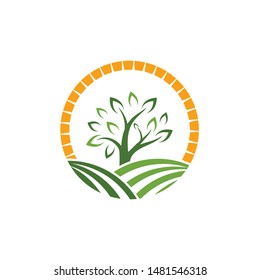Logos of green Tree leaf ecology nature element vector