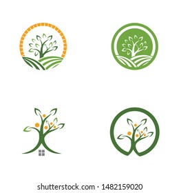 Logos of green Tree leaf ecology nature element vector