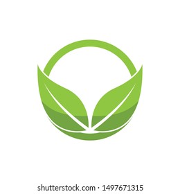 logos of green tree leaf ecology nature element vector