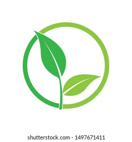 logos of green tree leaf ecology nature element vector