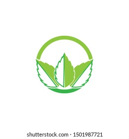 logos of green tree leaf ecology nature element vector