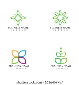 Logos of green Tree leaf ecology nature element vector