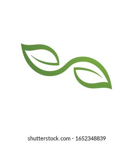 Logos der Vektorillustration des grünen Baumblattes für Ökologie