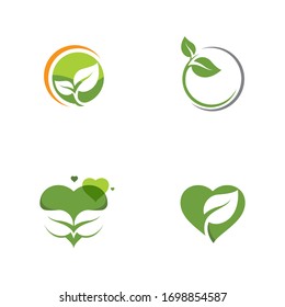 Logotipos de ecología de hoja verde elemento natural vectorial