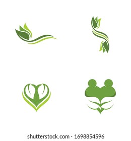 Logos der Vektorillustration des grünen Baumblattes für Ökologie