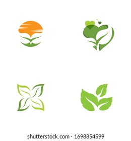Logotipos de ecología de hoja verde elemento natural vectorial
