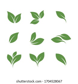 Logos of green Tree leaf ecology nature element vector