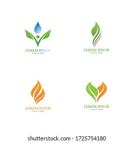 Logos of green Tree leaf ecology nature element vector