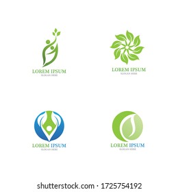 Logos of green Tree leaf ecology nature element vector
