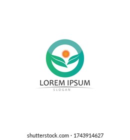 Logos of green Tree leaf ecology nature element vector