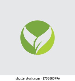 Logotipos de ecología de hoja de árbol verde elemento de naturaleza vector