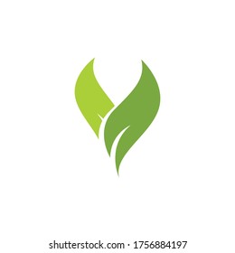 Logos of green Tree leaf ecology nature element vector