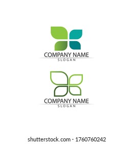 Logos of green Tree leaf ecology nature element vector