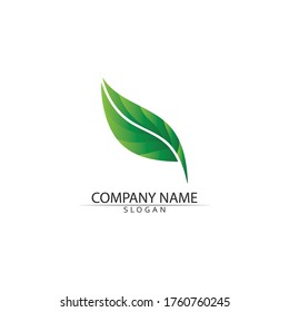 Logotipos de ecología de hoja de árbol verde elemento de naturaleza vector