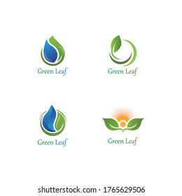 Logos von grünen Baumblättern Ökologie Naturelement Vektorgrafik Business - Vektorgrafik