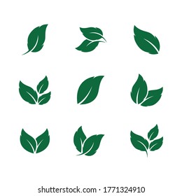 Logotipos de ecología de hoja de árbol verde elemento de naturaleza vector