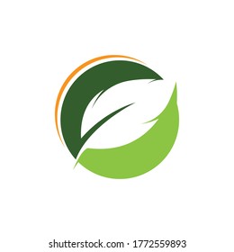 Logotipos de ecología de hoja de árbol verde elemento de naturaleza vector