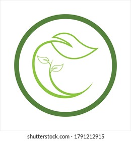 Logotipos de ecología de hoja de árbol verde elemento de naturaleza vector