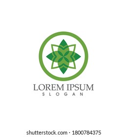 Logotipos de ecología de hoja de árbol verde elemento de naturaleza vector