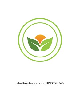 Logotipos de ecología de hoja de árbol verde elemento de naturaleza vector