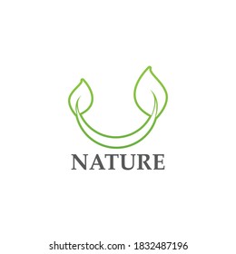 Logotipos de ecología de hoja de árbol verde elemento de naturaleza vector