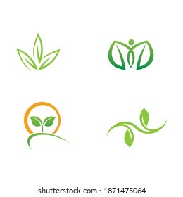 Logotipos de ecología de hoja de árbol verde elemento de naturaleza vector
