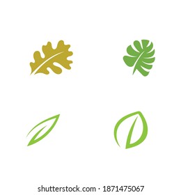 Logotipos de ecología de hoja de árbol verde elemento de naturaleza vector