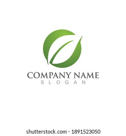 Logotipos de ecología de hoja de árbol verde elemento de naturaleza vector