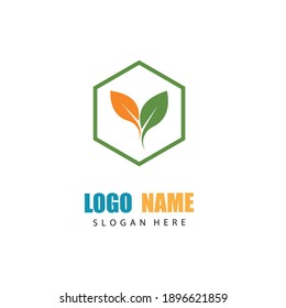 Logotipos de ecología de hoja de árbol verde elemento de naturaleza vector