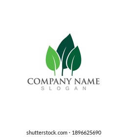 Logos von grünen Baumblätterökologie, Naturelement Vektorgrafik