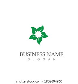 Logotipos de ecología de hoja de árbol verde elemento de naturaleza vector
