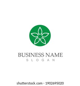 Logotipos de ecología de hoja de árbol verde elemento de naturaleza vector