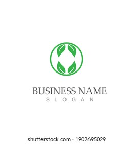 Logotipos de ecología de hoja de árbol verde elemento de naturaleza vector