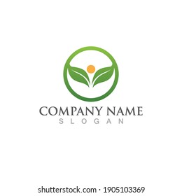Logos of green Tree leaf ecology nature element vector