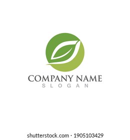 Logotipos de ecología de hoja de árbol verde elemento de naturaleza vector