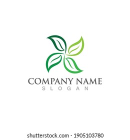 Logos of green Tree leaf ecology nature element vector