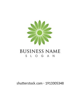 Logotipos de ecología de hoja de árbol verde elemento de naturaleza vector