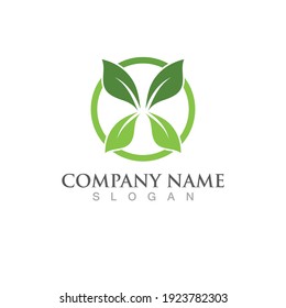 Logos of green Tree leaf ecology nature element vector