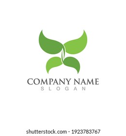 Logotipos de ecología de hoja de árbol verde elemento de naturaleza vector