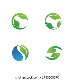 Logos of green Tree leaf ecology nature element vector