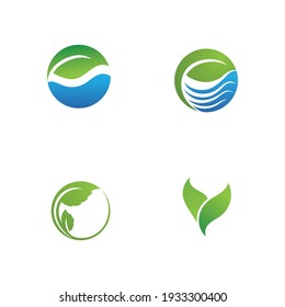 Logos of green Tree leaf ecology nature element vector