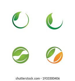 Logotipos de ecología de hoja de árbol verde elemento de naturaleza vector