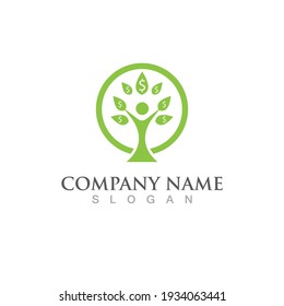 Logos of green Tree leaf ecology nature element vector