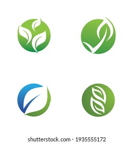 Logos of green Tree leaf ecology nature element vector