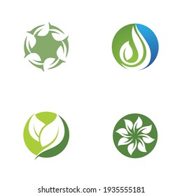 Logos of green Tree leaf ecology nature element vector