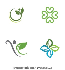 Logotipos de ecología de hoja de árbol verde elemento de naturaleza vector