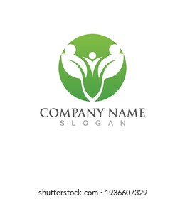 Logotipos de ecología de hoja de árbol verde elemento de naturaleza vector