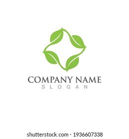 Logotipos de ecología de hoja de árbol verde elemento de naturaleza vector