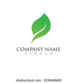 Logotipos de ecología de hoja de árbol verde elemento de naturaleza vector